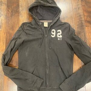 Vintage Abercrombie & Fitch Women's charcoal Zip-Up Hoodie jacket size medium